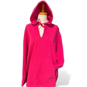 Soft surrounding pullover hoodie, hot pink 1X drawstring